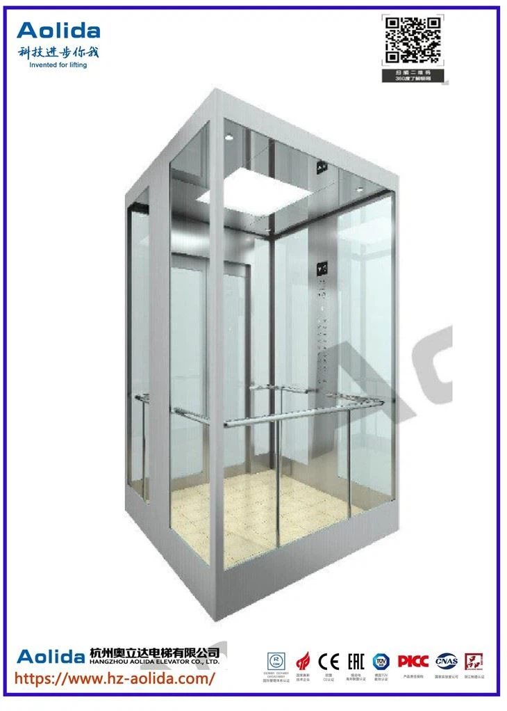 Panoramik Lift pasaje asansè pou konstriksyon bilding